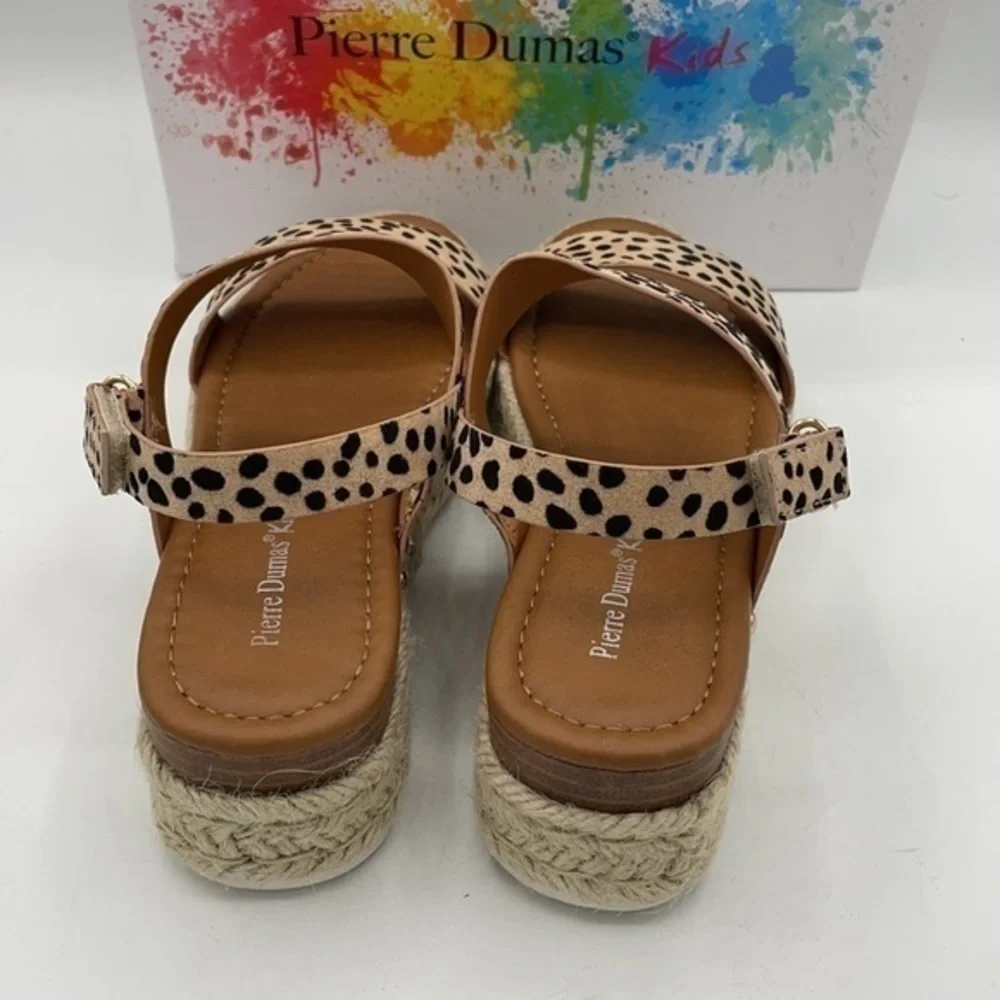 PIERRE DUMAS Cheetah Stud-Accent Magic Sandals